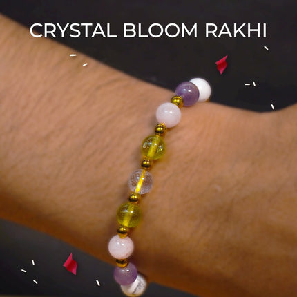 Crystals Bloom Rakhi with Amethyst, Rose Quartz, Peridot, Clear Quartz & Howlite