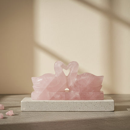 Rose Quartz Duck Pair
