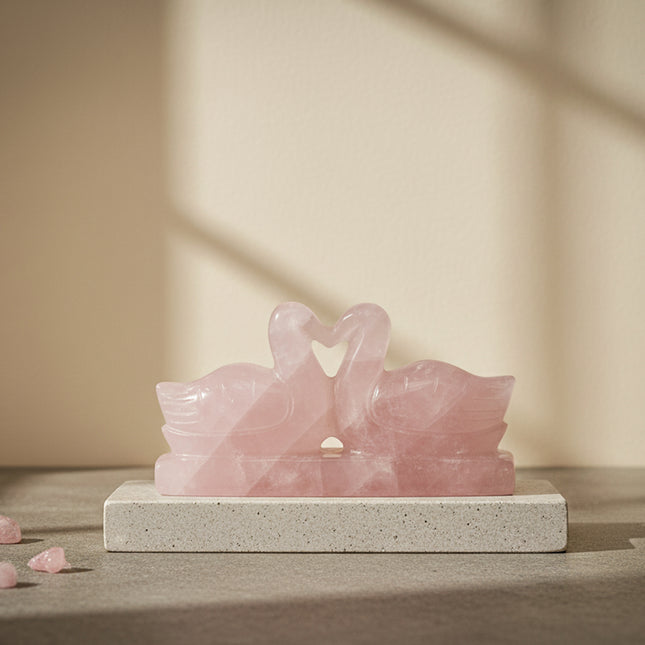 Rose Quartz Duck Pair