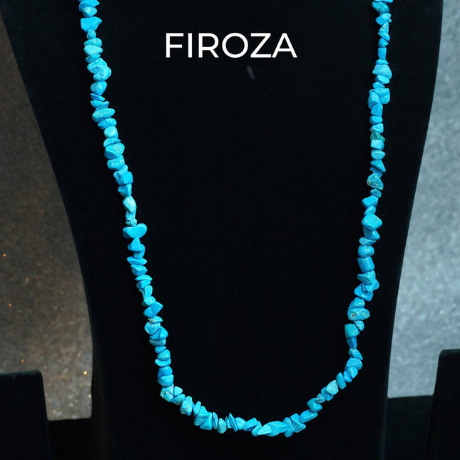 Natural Firoza Chips Mala- Calming, Protection & Communication