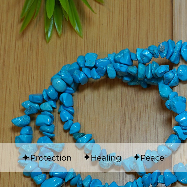 Natural Firoza Chips Mala- Calming, Protection & Communication