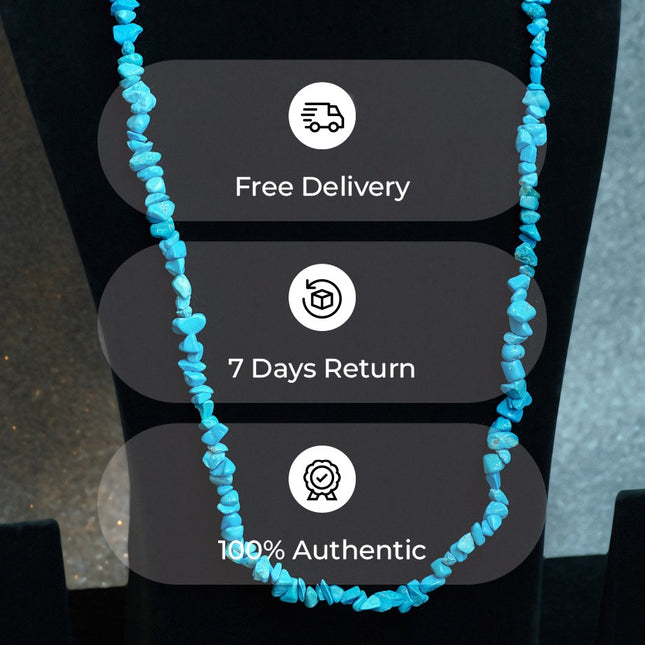 Natural Firoza Chips Mala- Calming, Protection & Communication