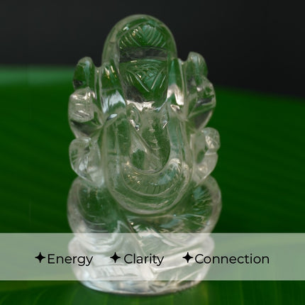 Exclusive Clear Quartz (Sphatik) Small Ganeshji - Hand-Carved Divine Blessing