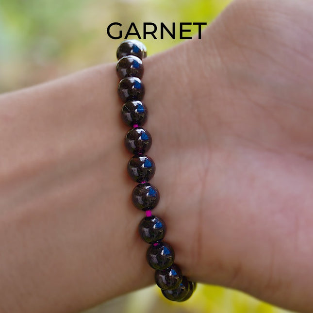 Garnet Round Beads Bracelet