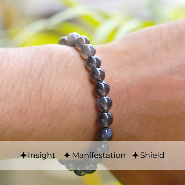 ✨ Golden Obsidian Round Beads Bracelet – Inner Strength, Protection & Divine Insight