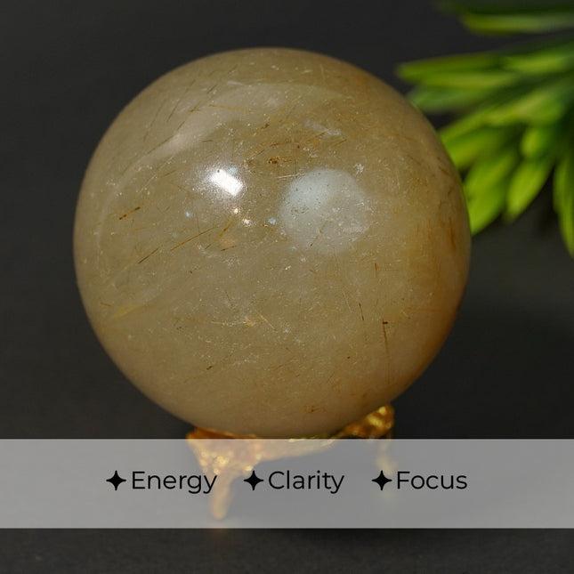 Golden Rutile Ball – Clarity, Abundance & Spiritual Awakening