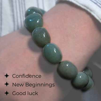 Green Aventurine Tumble Bracelet — A Vibrant Talisman of Luck, Growth, and Heartfelt Harmony