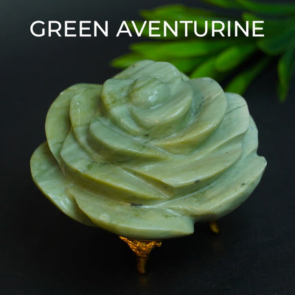 Green Aventurine Stone Flower – Luck, Growth,  Abundance, Emotional Healing & Heart Chakra Harmony