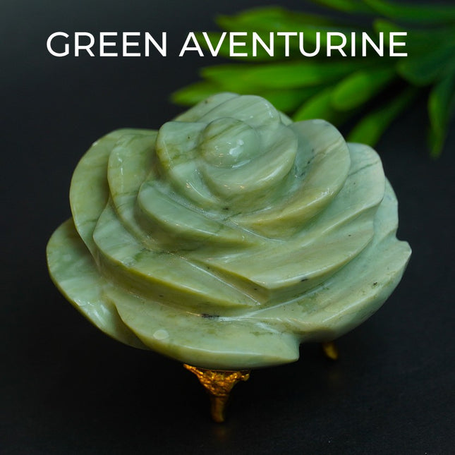 Green Aventurine Stone Flower – Luck, Growth,  Abundance, Emotional Healing & Heart Chakra Harmony