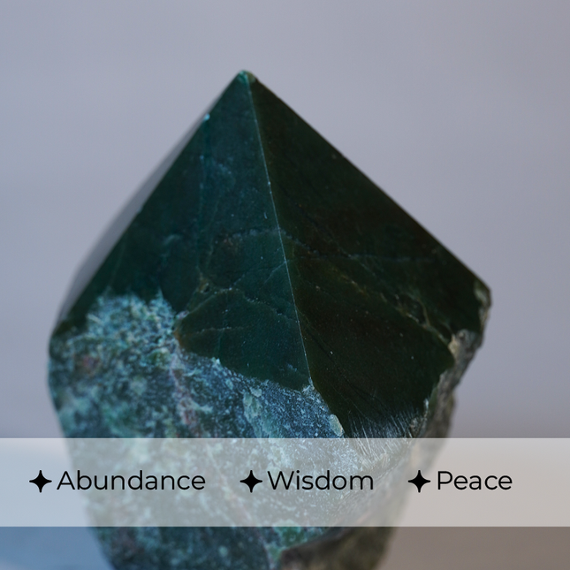 Green Jade Raw Crystal Points – Stone of Prosperity, Harmony & Heart Healing