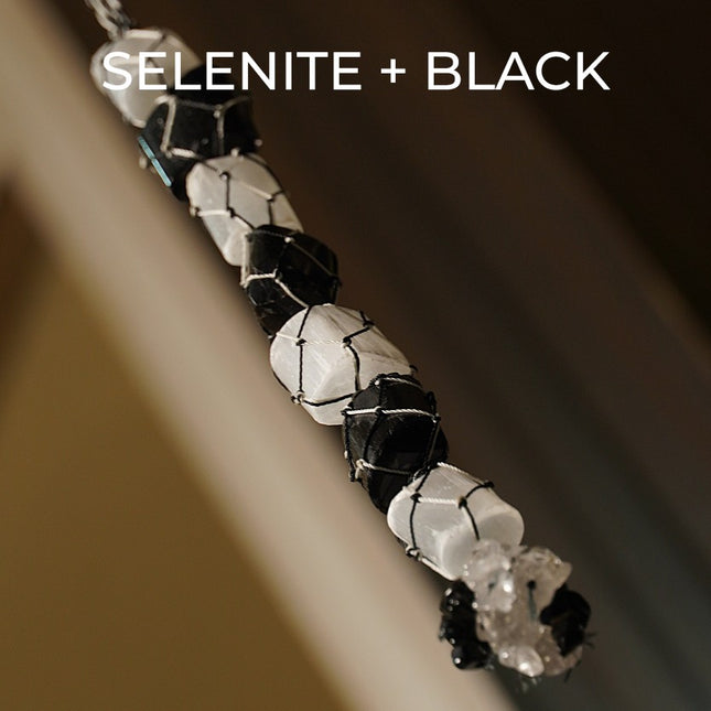 Selenite + Black Tourmaline Hanger | Harmonize, Cleanse & Protect Your Space