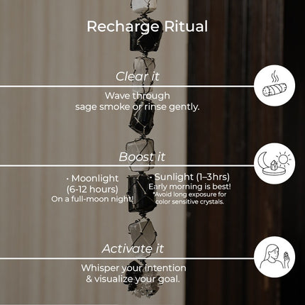 Selenite + Black Tourmaline Hanger | Harmonize, Cleanse & Protect Your Space