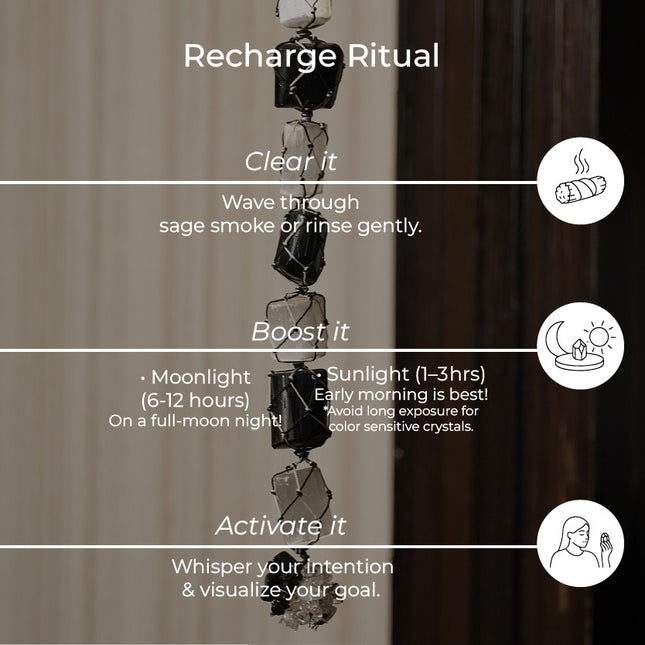 Selenite + Black Tourmaline Hanger | Harmonize, Cleanse & Protect Your Space