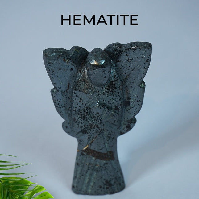Hematite Silver Angel – Grounding, Focus & Reflective Protection