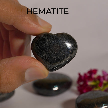 HEMATITE PUFFY HEART STONE – Grounding, Strength & Stability