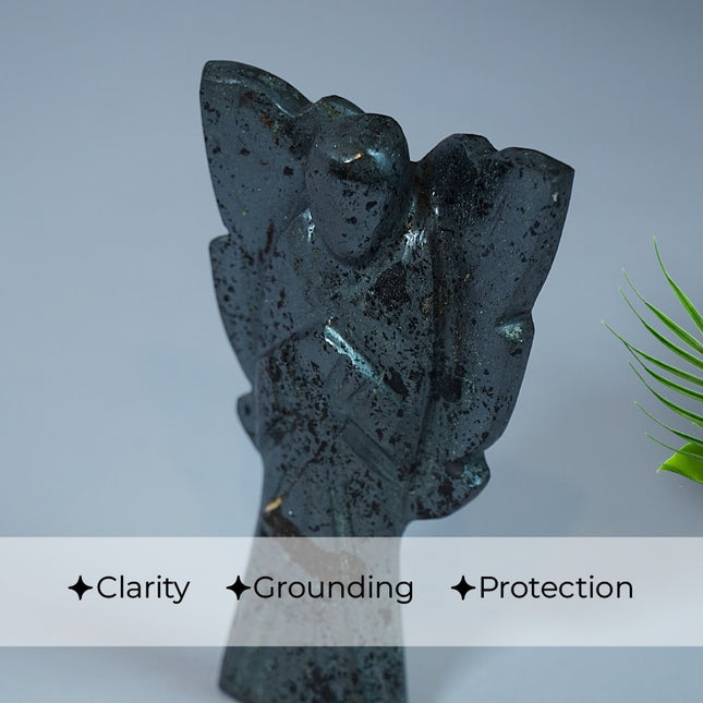 Hematite Silver Angel – Grounding, Focus & Reflective Protection