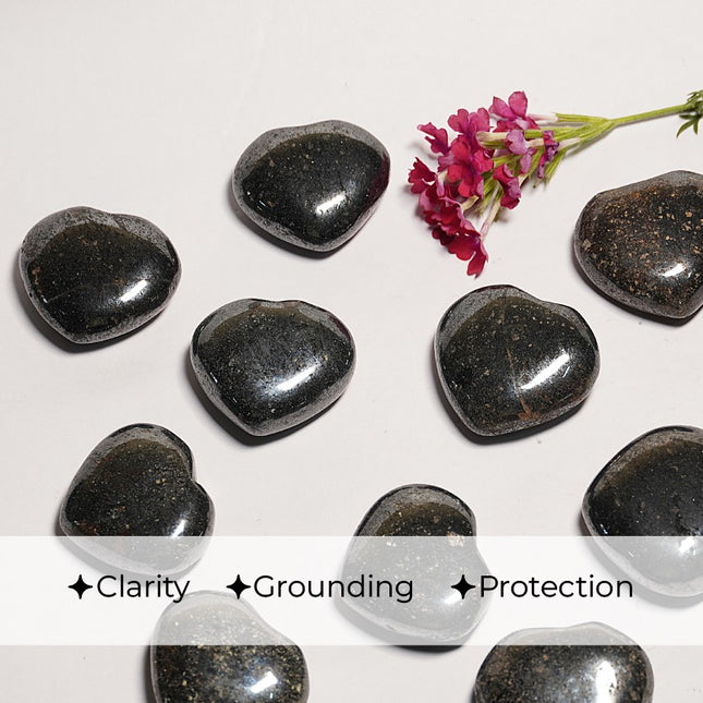 HEMATITE PUFFY HEART STONE – Grounding, Strength & Stability