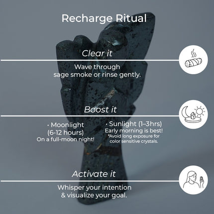 Hematite Silver Angel – Grounding, Focus & Reflective Protection