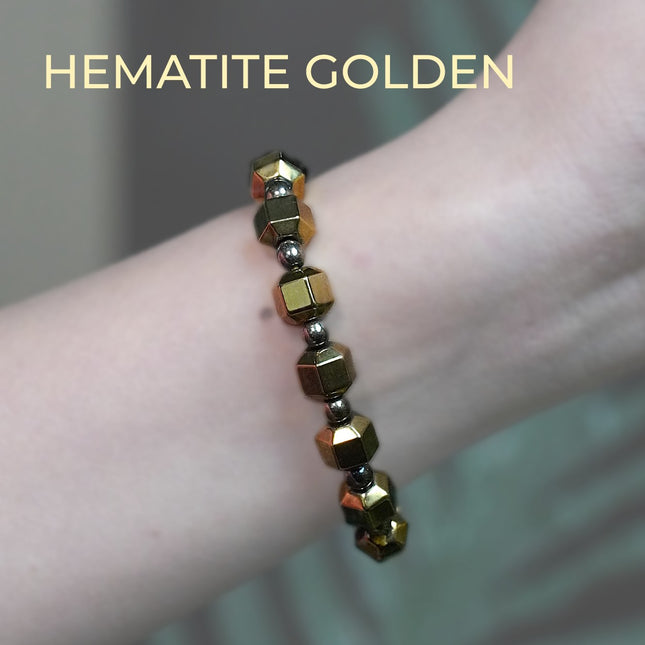 Golden Hematite Bracelet – Strength, Focus & Grounding in Style