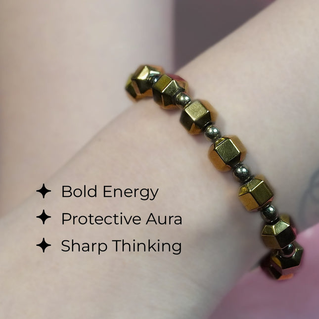 Golden Hematite Bracelet – Strength, Focus & Grounding in Style