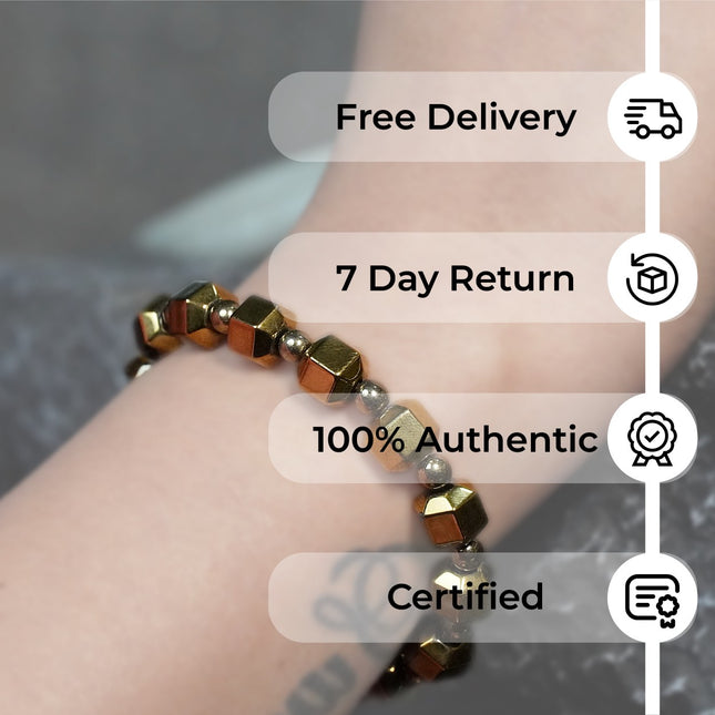 Golden Hematite Bracelet – Strength, Focus & Grounding in Style