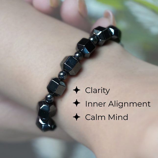 Silver Hematite Bracelet – Grounding, Focus & Sleek Energy Armor
