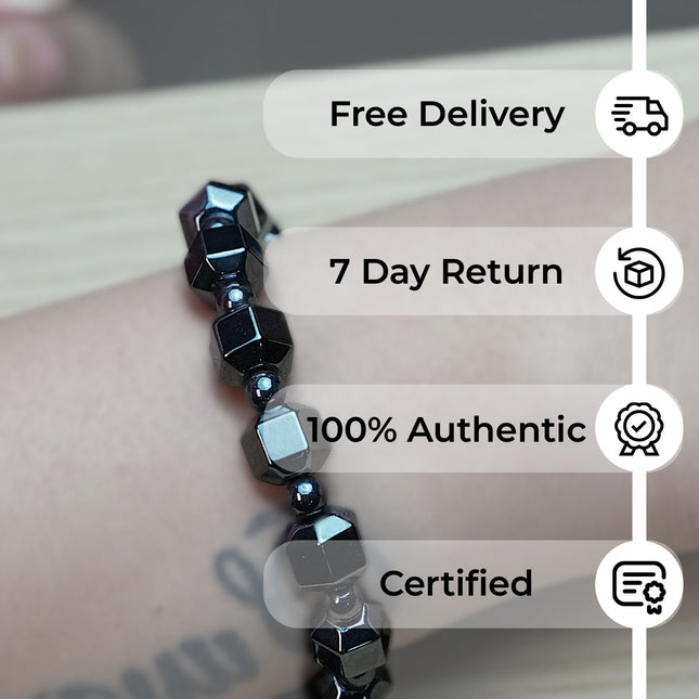 Silver Hematite Bracelet – Grounding, Focus & Sleek Energy Armor