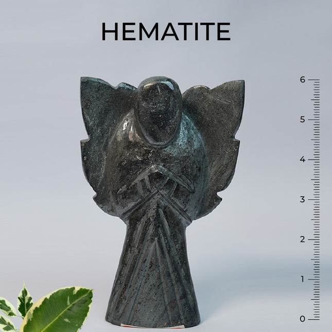 Hematite Silver 6 inch Angel – Grounding, Focus & Reflective Protection