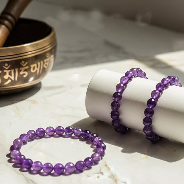 Amethyst Round Beads Bracelets