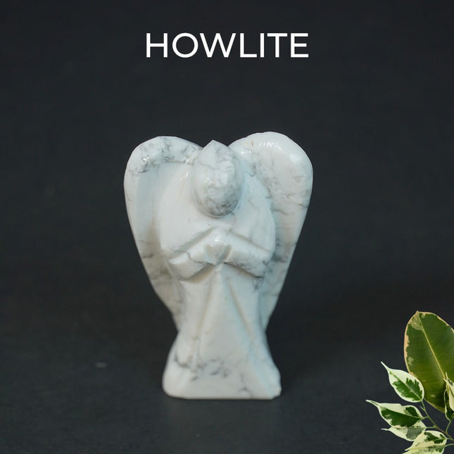Howlite Angel – Hand-Carved Crystal of Calm, Awareness & Emotional Healing