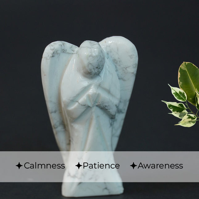 Howlite Angel – Hand-Carved Crystal of Calm, Awareness & Emotional Healing