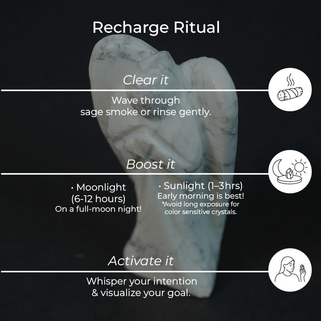 Howlite Angel – Hand-Carved Crystal of Calm, Awareness & Emotional Healing