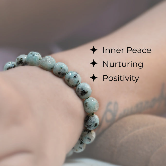 Kiwi Jasper Diamond Cut Bracelet – Calm Mind, Balanced Heart