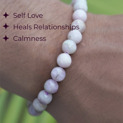 Kunzite 8mm Bracelet – Heart Healing, Love & Inner Peace