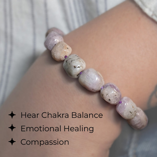 Kunzite Tumble Bracelet — Embrace the Gentle Power of Love, Compassion & Emotional Renewal