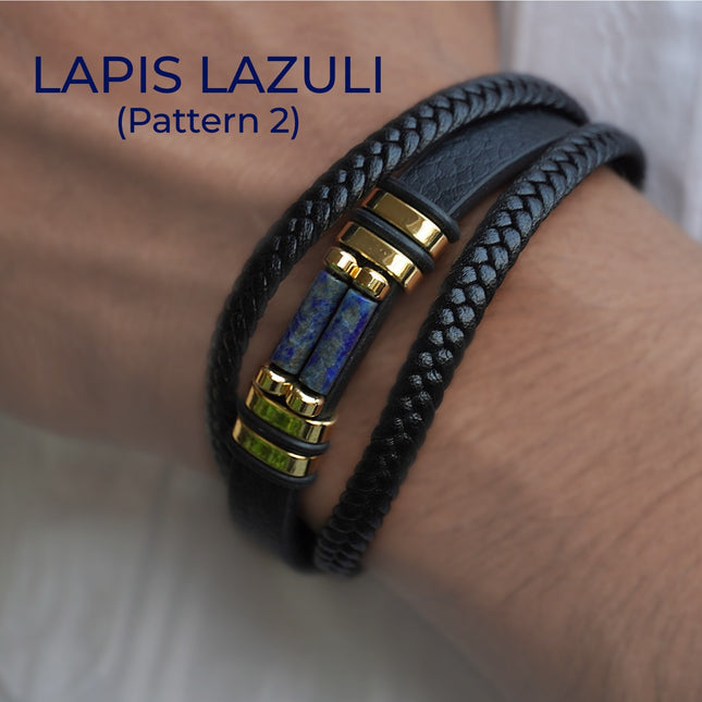 Lapis Lazuli-Pattern2 Leather Bracelet