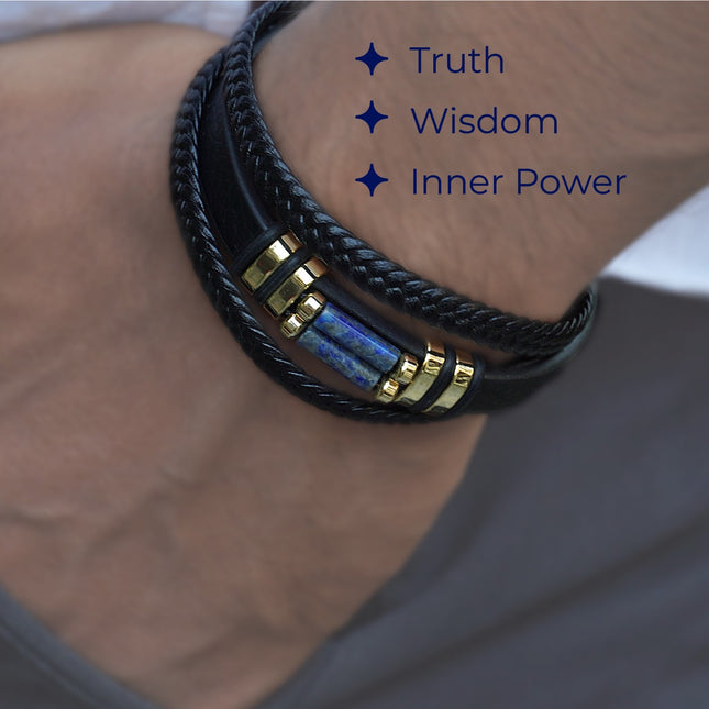 Lapis Lazuli-Pattern2 Leather Bracelet