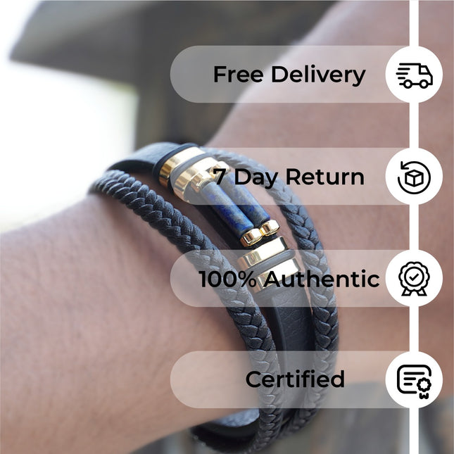 Lapis Lazuli-Pattern2 Leather Bracelet
