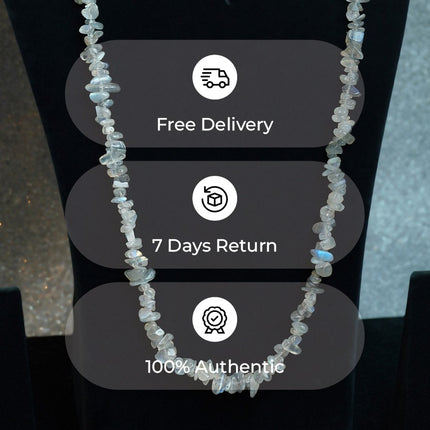 Natural Labradorite Chips Mala – Intuition, Transformation & Spiritual Awakening