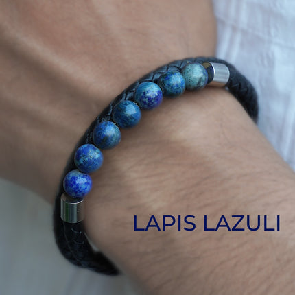 Lapis Lazuli Leather Bracelet – Wisdom, Truth & Inner Power