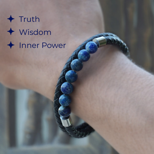 Lapis Lazuli Leather Bracelet – Wisdom, Truth & Inner Power