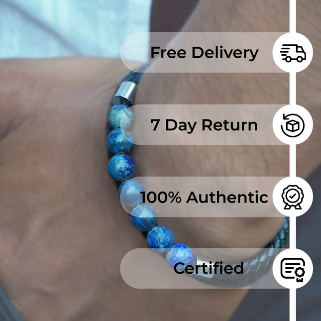 Lapis Lazuli Leather Bracelet – Wisdom, Truth & Inner Power
