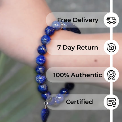 Lapis Lazuli Designer Charm  Bracelet – Wisdom, Truth & Regal Elegance