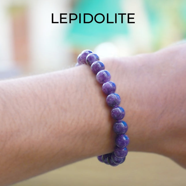 Lepidolite Natural Crystal Bracelet – 8mm / 10mm Beads