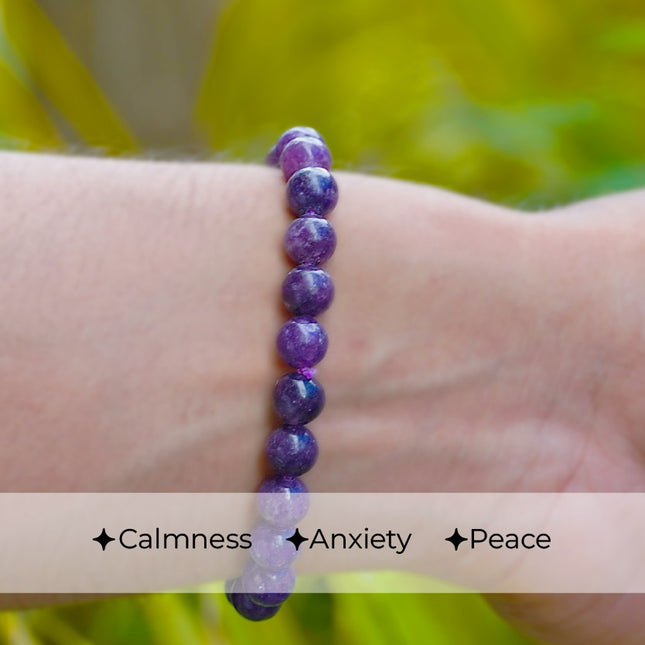 Lepidolite Natural Crystal Bracelet – 8mm / 10mm Beads