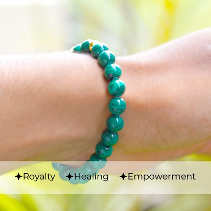 👑 Malachite Crown Round Beads Bracelet – Transformation, Protection & Power