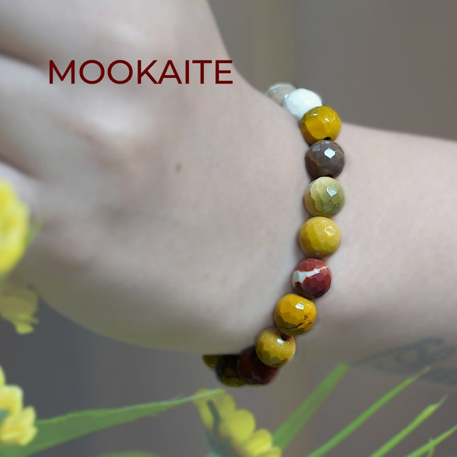 Mookaite Jasper Diamond Cut Natural Crystal Bracelet
