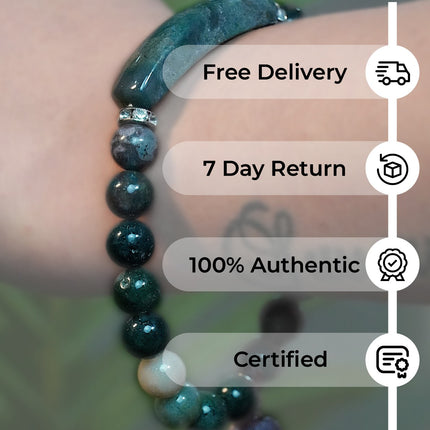 Moss Agate Designer Charm Bracelet – Nature’s Elegance & Healing
