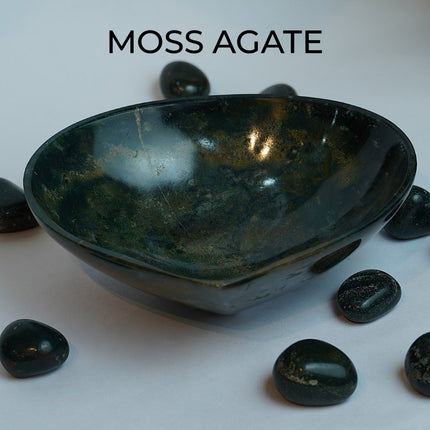 Moss Agate Crystal 6 Inch Bowl – Growth, Healing & Grounding Energy