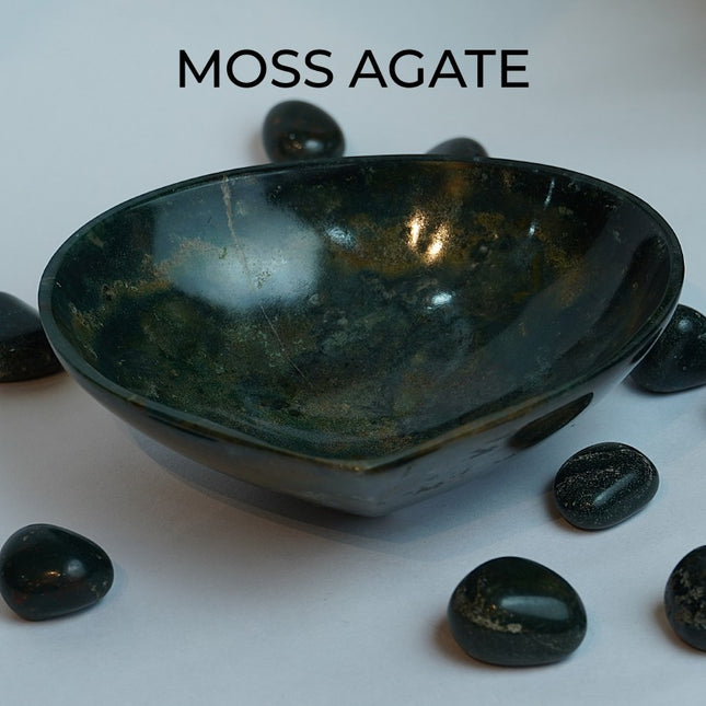 Moss Agate Crystal 6 Inch Bowl – Growth, Healing & Grounding Energy